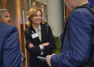 Senior female Glanbia executive Georgina O'Dwyer networking with attendees at Capital Markets Day 2025